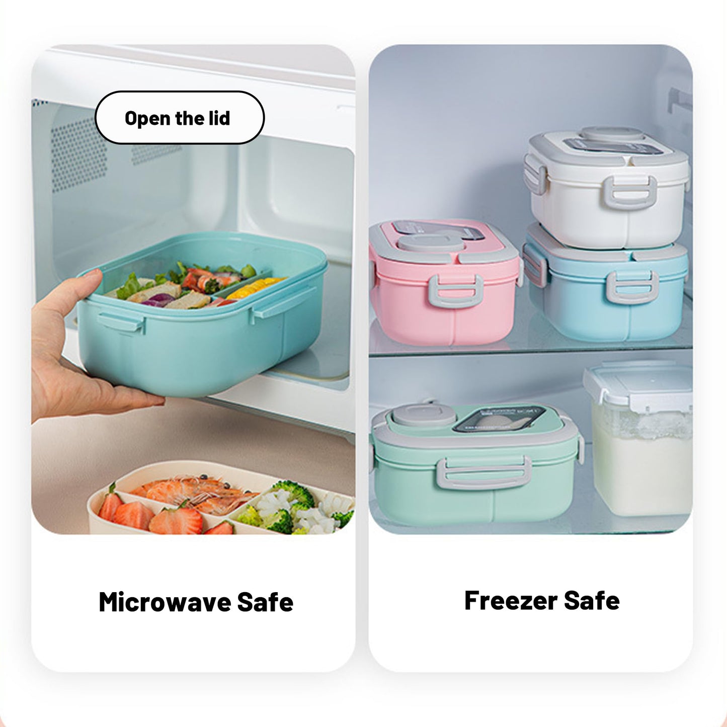 Adults Bento Lunch Box,Salad Container Large 43oz Salad Bowl, Bento-Style Tray for Toppings, 3oz Sauce Container for Dressings, and Built-In Reusable Fork